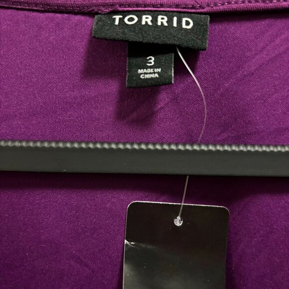 Torrid Womens Purple V Neck Lace & Knit Tunic Top Size 3 - Picture 5 of 8